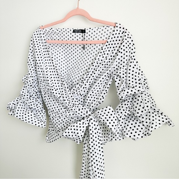 Nasty Gal You've Spot The Love Polka Dot Top sz 2 - Picture 4 of 8